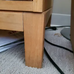 My offset Room and Board dresser. Which the movers tried to carry from the bottom legs.