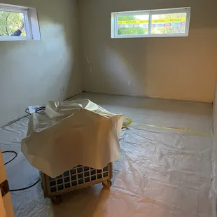 Containment and "negative pressure machine" being removed after passing test