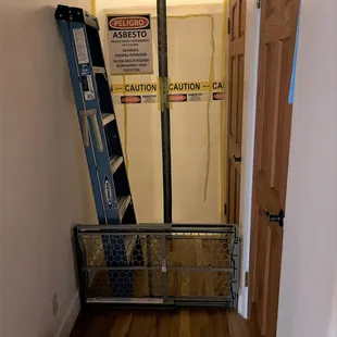 Our hallway showing the zipper entrance where they had decon and work zones set up.