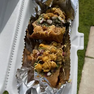 a tray of food