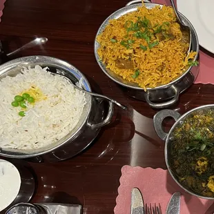 Palak Paneer and Aago Biryani