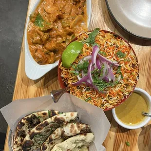 chicken tikka masala + egg vijaywada biryani + garlic naan
