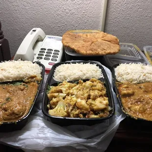 a variety of food items on a table