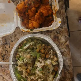Samosa chaat and Gobi 65