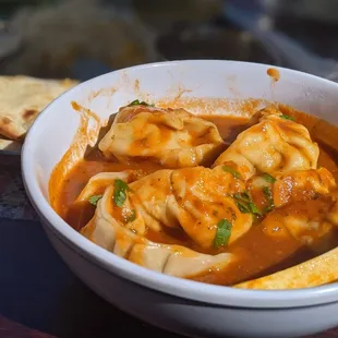 Vegetarian jhol momo