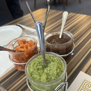 a variety of condiments