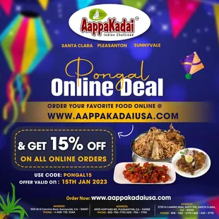 We brought a Special Deal for this festive day 
PONGAL ONLINE DEAL_ by AAPPAKADAI_Sunnyvale