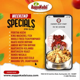 Indulge in Weekend Specials at Aappa Kadai!  From Fri-Sun,