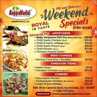 We Guarantee Your Satisfaction Every Time You Visit #Aappakadai #Sunnyvale! #Weekend #Specials
Available on Fri, SAT &amp; Sun