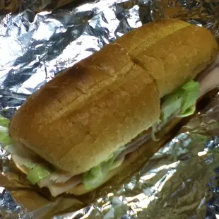 Turkey sandwich, bread is always fresh and warm.