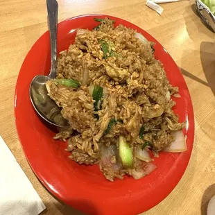 Garlic fried rice if you like garlic and onions try this