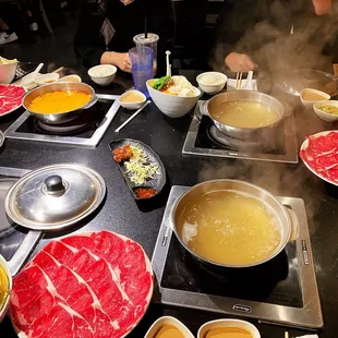 a table of food being prepared