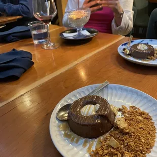 Chocolate budino with honeycomb