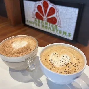 Pinolillo (with extra espresso shot), and Cosecha Latte Seasonal Pumpkin