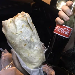 Pastor burrito and Coke