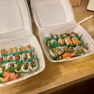 Varied sushi offerings from Abishari