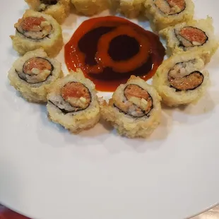 Spicy salmon tempura