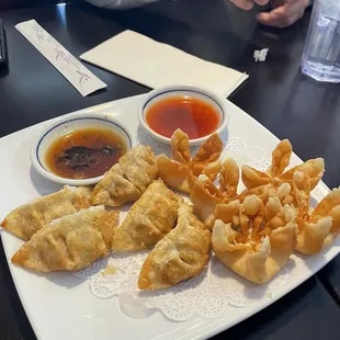 Gyoza and Crab Rangoons