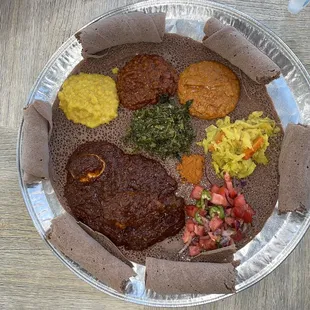 a plate of ethiopian food