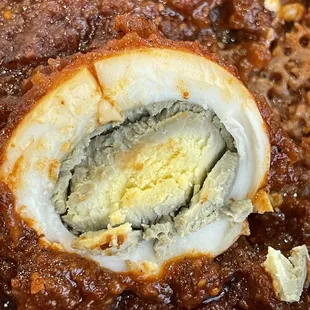 the inside of a baked egg