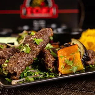 BBQ Garlicky Ground Beef Sheesh Kebob. Gluten Free.