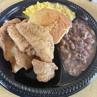 Fish.  Pinto Beans. Corn.