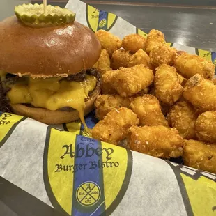 Burger and tots!