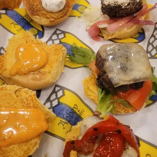 game meat sliders. From top: venison, beef, camel