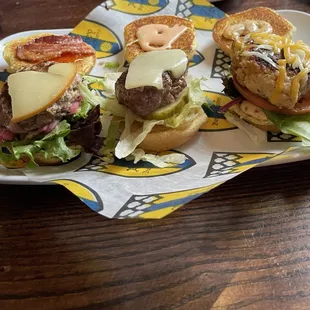The burger sliders are so good!  This time it was duck, beef, and crab cake with all three having fantastic toppings!
