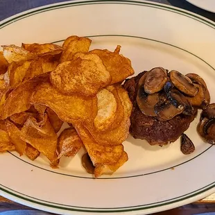 Angus Burger med-well w mushrooms.