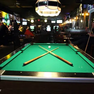 a pool table in a pub