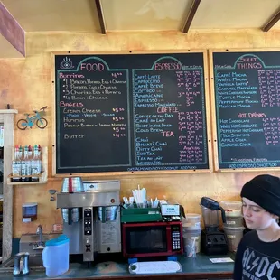 the menu on the wall