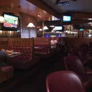 booths and televisions