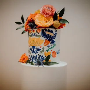 a cake decorated with flowers