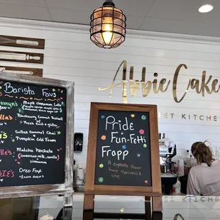 a chalkboard with a menu on it