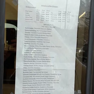 a menu in a window