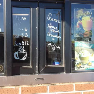 Hours are on the window along with daily/weekly specials