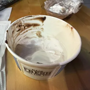 Hot fudge Sunday with very little hot fudge