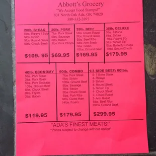 Meat package options