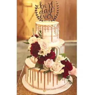 Hand Painted Gold Drip Naked Wedding Cake