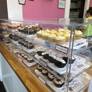 a display of cupcakes