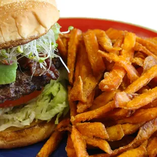 Abby Lane Burger with Sweet Potato Fries