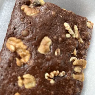 a brownie with walnuts