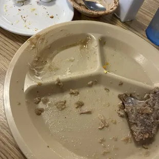 a half eaten plate of food