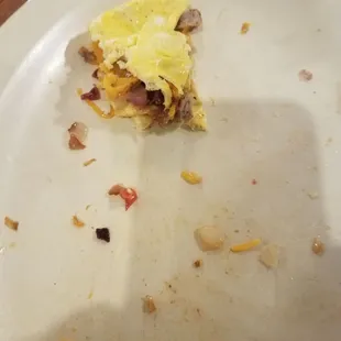 What remains of a delicious Western Omelet because we failed to photograph it prior to indulging the decadent flavors!