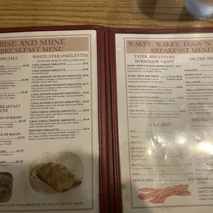 the breakfast menu