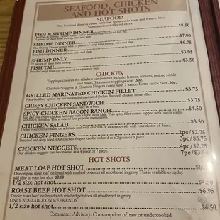 a menu for a restaurant