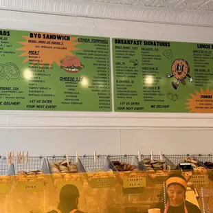 Menu board &amp; some of the bagel offerings