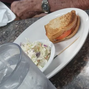 1/2 ham sandwich with coleslaw