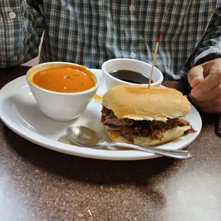 French Dip &amp; Cup of Tomato Basil Soup